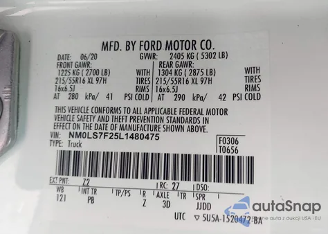 2020 Ford Transit Connect Xlt from USA, damaged, VIN NM0LS7F25L1480475